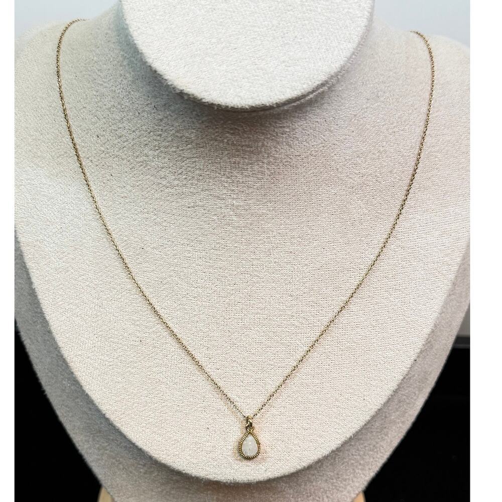 Luna Norte Textured Teardrop Necklace – Gold Tone | 10” Drop